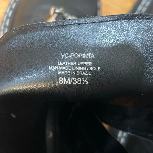 Black Combat Boots Womens 8M Metallic Vince Camuto Biker boot - Picture 7 of 7